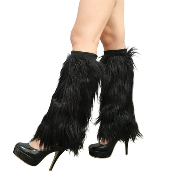 BYHONG Carnival Women's Leg Warmers Winter Leg Warmers Soft Women Extra Soft Legwarmer Warmer Black 25CM