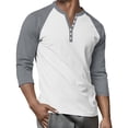 thumbnail image 6 of Hearthz 3/4 Sleeve Tops for Men Henley Neck Baseball Jersey Contrast Summer Tops Fall Oversized Tshirts for Men, 6 of 9