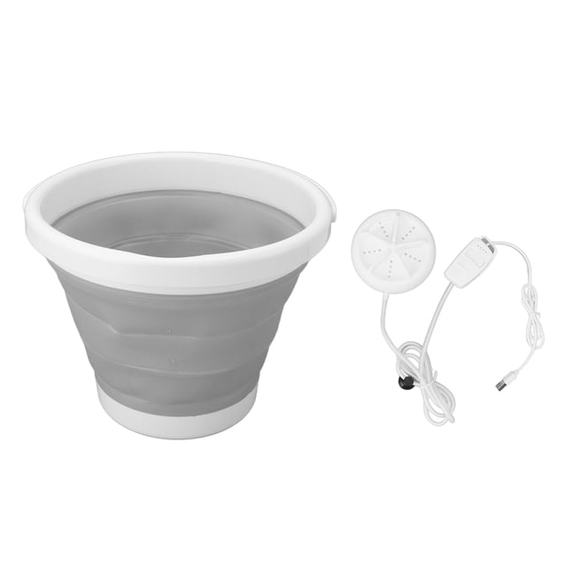 Lavadora ultrasónica portátil de 5 l con cubo plegable USB para ropa interior y calcetines de bebé, color gris