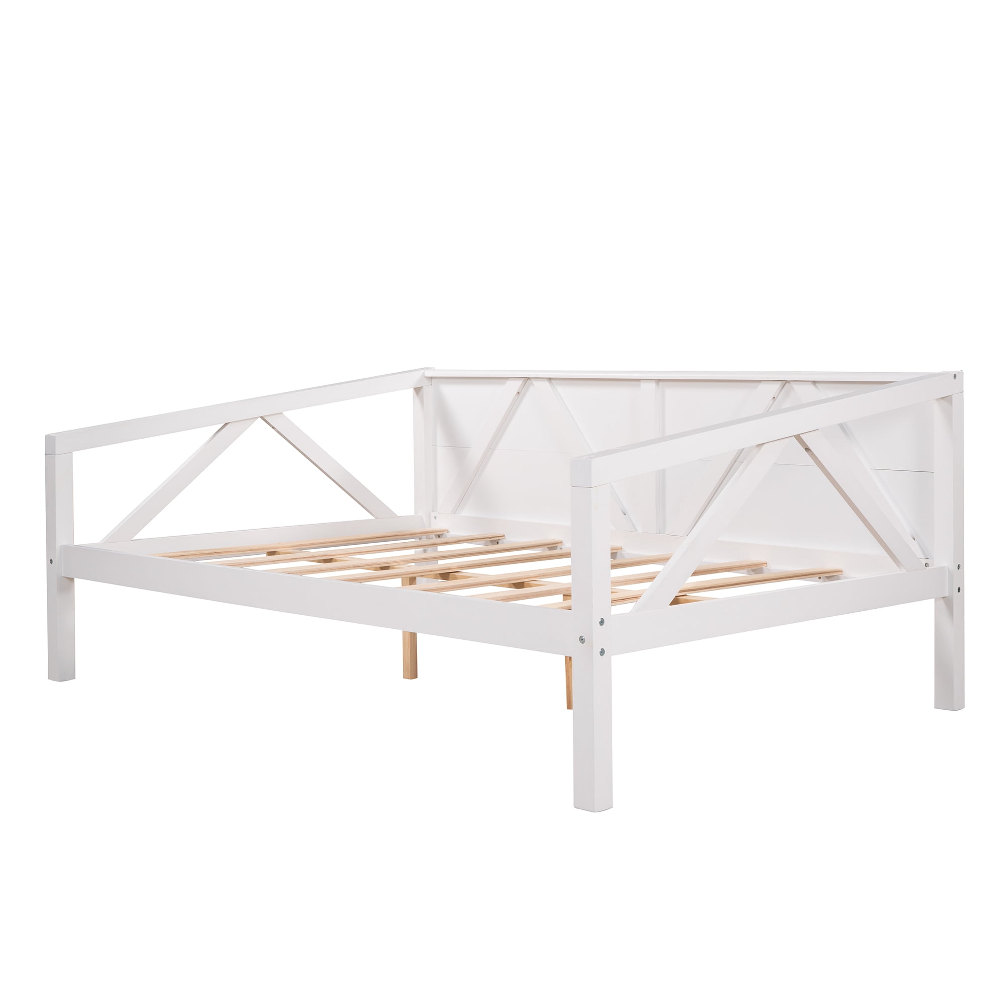 Aukfa Daybed, Solid Wood Full Size Daybed Frame, White