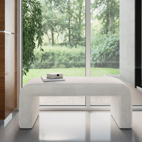 Jofran Sophia Modern Luxury Curved Upholstered Jacquard Bench - Small