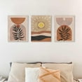 thumbnail image 2 of Boho Wall Art Set of 3, Boho Room Decor, Mid-Century Modern Wall Art Prints, Framed Neutral Abstract Geometric Canvas Prints Orange Brown Sun Desert Leaf Minimalist Artwork 12" X 16" Ready To Hang, 2 of 6