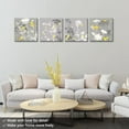 thumbnail image 3 of Gray Wall Decor for Bathroom Yellow Flowers Birds Abstract Print Canvas Home Decor Decals Pictures 4 Panels Poster for Bedroom Living Room Office Painting Yellow and Gray Grey Framed(16x16inchx4), 3 of 6
