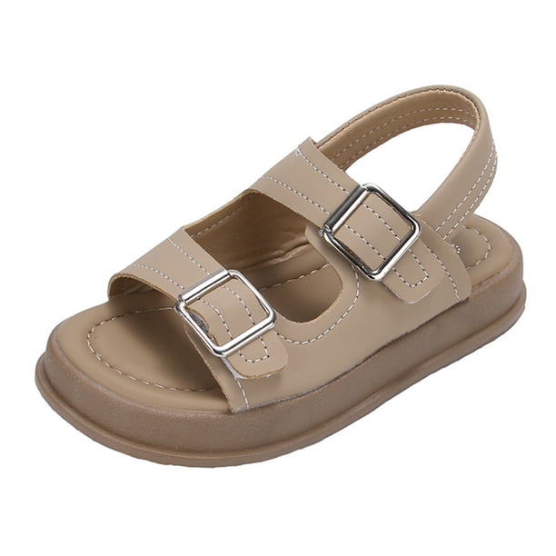 Sandalias Summer Baby Beach Zapatos Niños Solones suaves sin deslizamiento (34) Caki