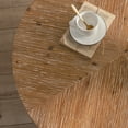 thumbnail image 4 of 31.29" Round Wood Coffee Table, Modern Farmhouse Splicing Living Room Table with Gold Cross Legs Base, Retro Sofa Side Center Table for Home Office, Brown, 4 of 9