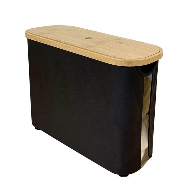 Cesta para guardar papel, rollo de papel higiénico, organizador de baño negro