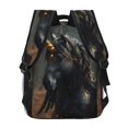 thumbnail image 3 of Haiem Black And Gold White Horse Printed School Backpack,Casual Travel Lightweight Backpack,Durable Comfortable Multifunctional Backpack,Laptop Backpack, 3 of 5