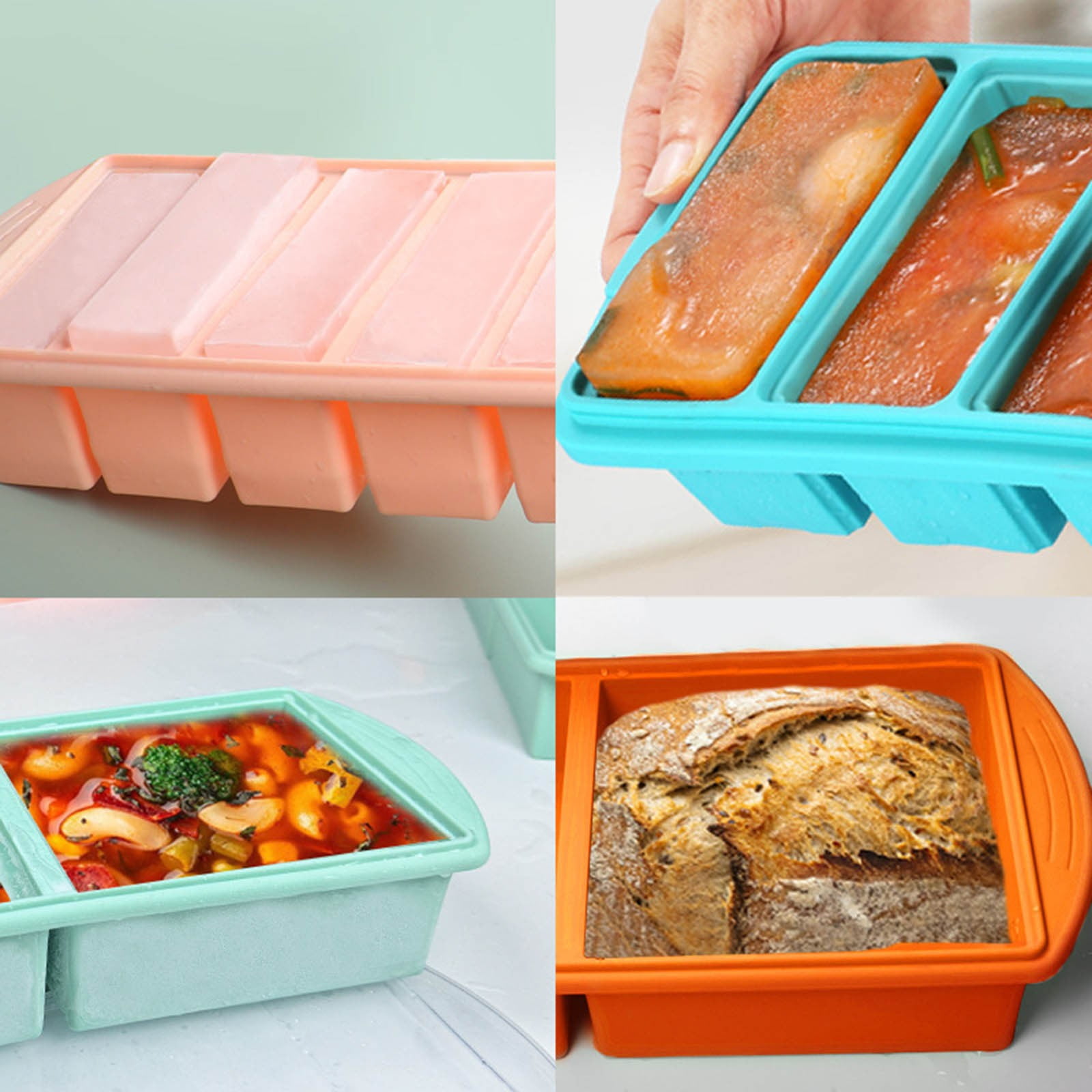 Leatfisat Silicone Freezer Tray For Soup Ice Cubes Freezing Tray With Lid For Meal Prep - 1Pack Silicon Soup Portion Freeze Trays Make Stock Souped Ice Cube
