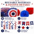 thumbnail image 3 of 4th of July Patriotic Decorations Set - I LOVE USA Banner,Paper Fans,Pom Poms,and Swirls for Memorial Day,20 Pcs, 3 of 7