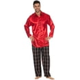 thumbnail image 4 of INTIMO Mens' Classic Satin Long Sleeve One Pocket Pajama Shirt Sleep Lounge Top, 4 of 6