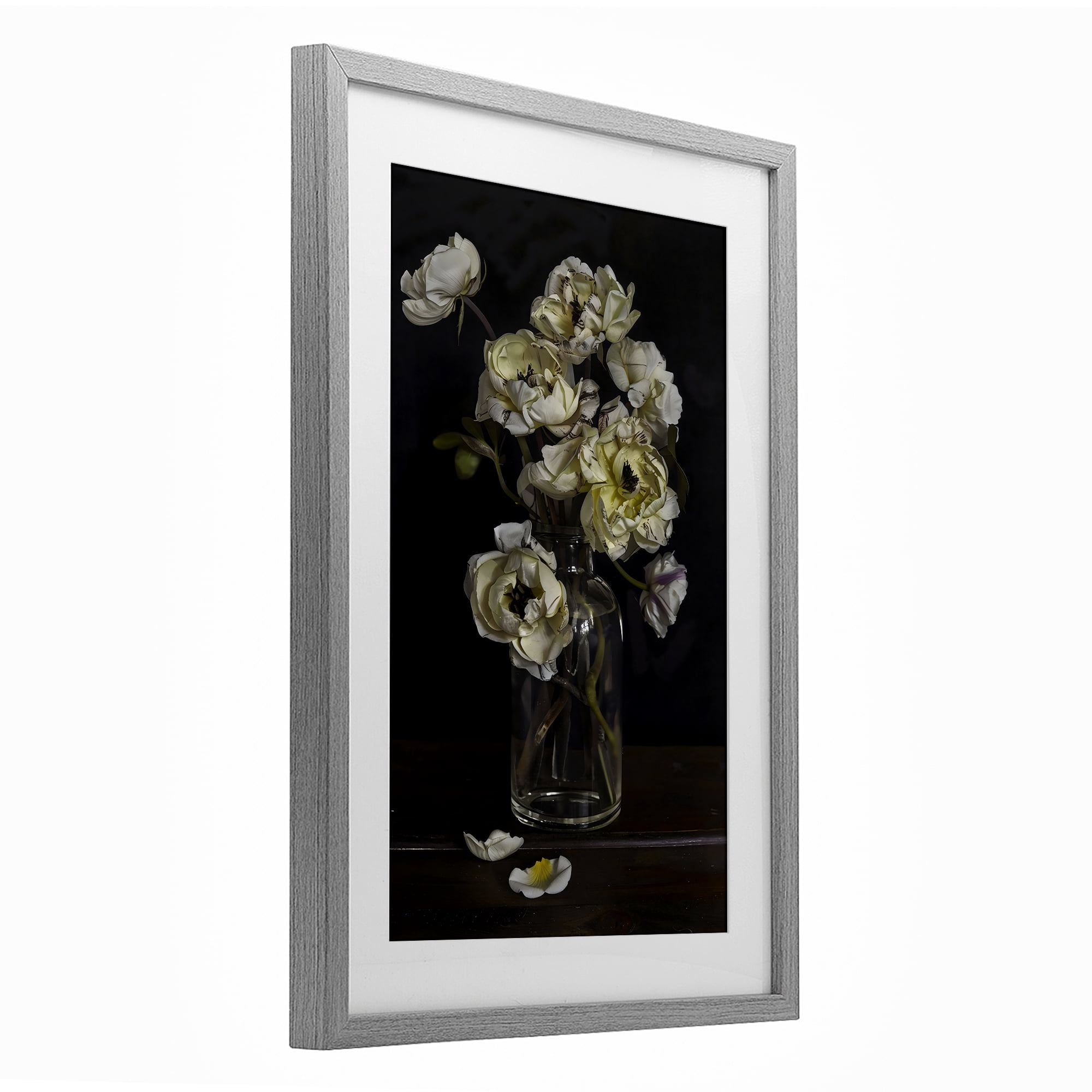 Stupell Industries Elegant Arrangement of Cream Blossoms Gray Framed Print Under Glass, design by Creative Studio