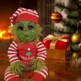 thumbnail image 4 of Grinch-Muñeca de felpa de silicona para bebé, juguete suave de Navidad, monstruo de pelo verde, decoración de Navidad（B, 4 of 5