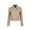 Khaki, variant on Women’s Tweed Turn Down Crooped Jackets with Real Pockets Shacket,Turn Down Collar, Tweed Fabric,Vintage Button