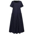 thumbnail image 3 of Rutainlusire Clearance Womens Dresses Women Plus Size Loose Short Sleeve Holiday Pockets Polka Dot Print Maxi Dresses, 3 of 6