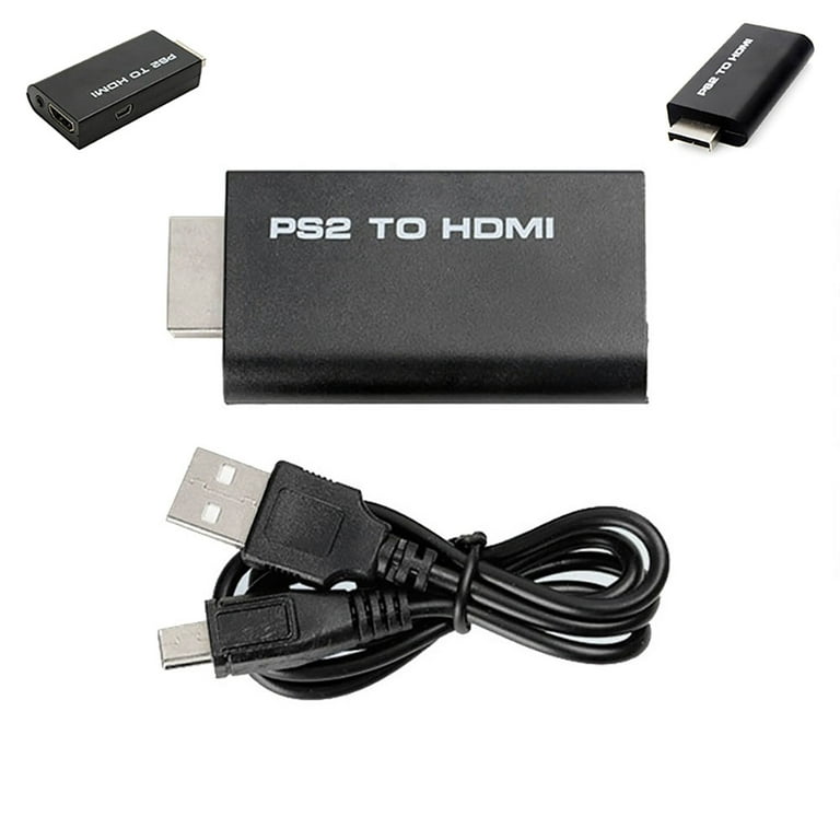 PS2 to HDMI-compatible Converter for Sony Playstation 2, Adapter with 3.5mm  Headphone Audio Jack for HDTV Monitor, Video AV Adapter, PS2 to HDMI-compatible  Converter, Black 