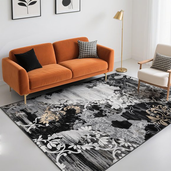 Alfombra Cryptolite Abstract Lavable 120 x 180 cm, color negro