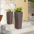 thumbnail image 2 of Costway Rattan Tall Planter Set of 2 with Removable Inner Trays, Drainage Holes for Garden Coffee, 2 of 10