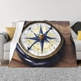 thumbnail image 1 of Compass Print Flannel Fleece Throw Blanket Soft Warm For Sofa Couch Bed Outdoor, 1 of 9