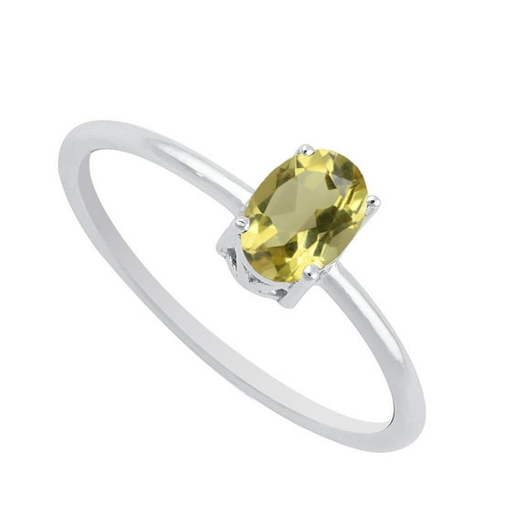 925 Sterling Silver Natural Citrine November Birthstone Gemstone Silver Solitaire Ring