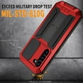 thumbnail image 7 of Rugged Heavy Duty Case for Samsung Galaxy S23, Triple-Layer Armor Military Grade Shockproof Kickstand Cover with Screen Protector Camera Lens Sliding Metal Frame Dustproof Protective Case,Red, 7 of 7