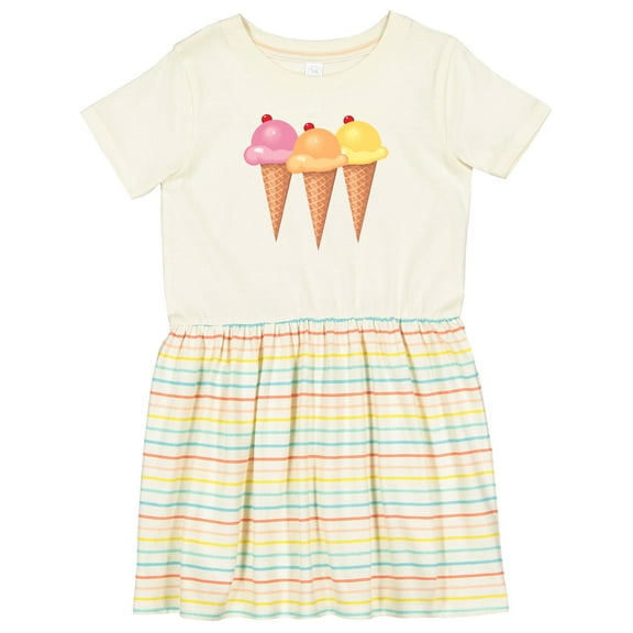 Inktastic 3 Scoops of Ice Cream Girls Toddler Dress
