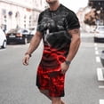 thumbnail image 2 of Chemises & Ensembles à Manches Courtes Imprimées pour Hommes, Décontractées, Col Rond, Plage, 2 of 5