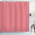 thumbnail image 1 of Boho Shower Curtain, Vibrant Horizontal and Vertical Stripes and Circles Drawn by Hand, Fabric Bathroom Set with Hooks, 69W X 84L Inches Extra Long, Coral Pale Eggplant and Peach, by Ambesonne, 1 of 3