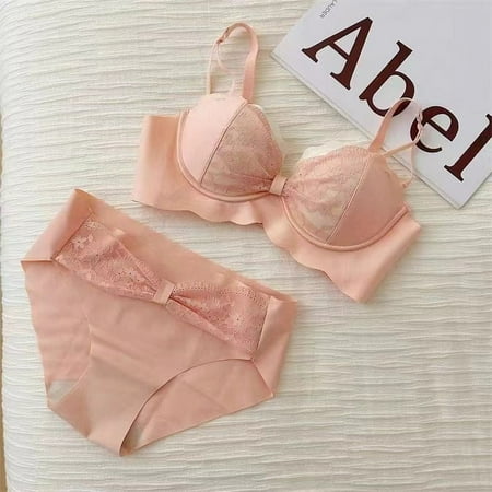 New Sweet Lace Sexy Wireless Bra Small Chest Push up Big Side Adjustment Girl Lingerie Set