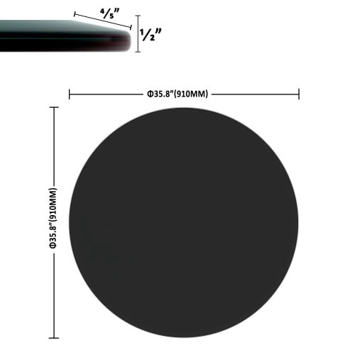 MAYEERTY 36 Inch Round Tempered Glass Table Top, 0.5 Inch Thick Smooth Bevel Glass Surface for Hotel Lobby Meeting Dining Table, Black