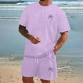 thumbnail image 2 of Men'S 2 Piece Waffle Casual Outfits, Gradient Beach Athletic Casual Sets With Pockets Athletic Knit Casual Tracksuits (Purple,S), 2 of 5