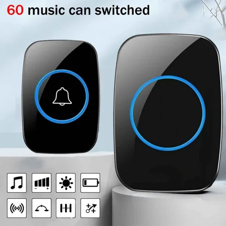 Waterproof Wireless Doorbell Receiver Battery Button Us Plug Home Doorbell 300M