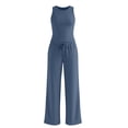thumbnail image 4 of NMMUED Womens Loungewear Set 2 Piece Pajama Sets Summer Sleeveless Crop Tank Tops Wide Leg Pants Lounge Outfits Athleisure Sets Women Gray XL, 4 of 5
