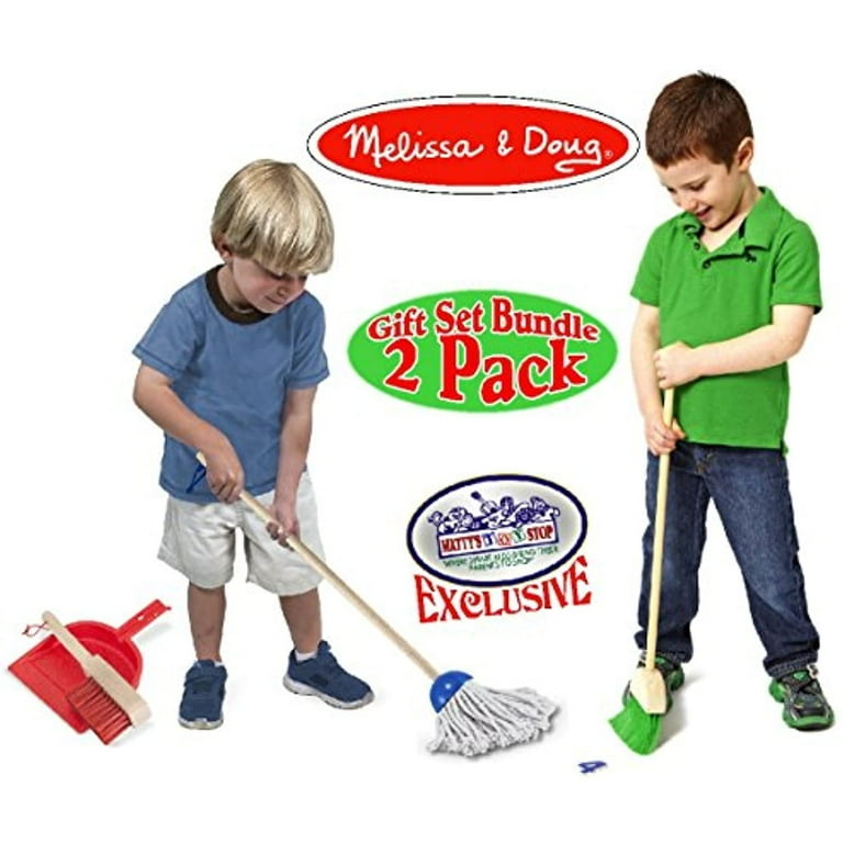 Melissa & Doug Let's Play House Dust! Sweep! Mop! 6 Piece Pretend Play Set  - Toddler Toy Cleaning Set, Pretend Home Cleaning Play Set, Kids Broom And