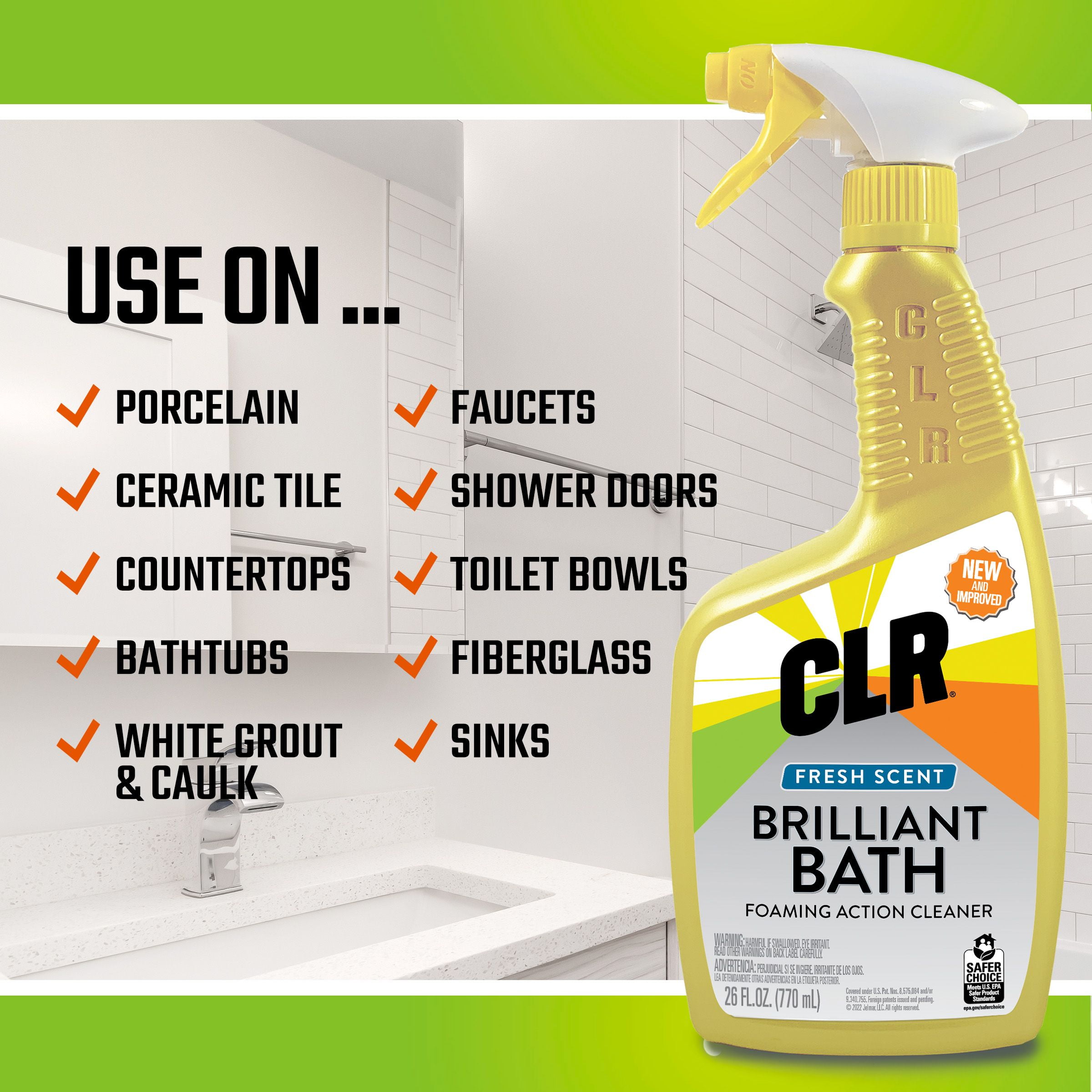 CLR Brilliant Bath  Cleaner to Scrub Toilets, Tubs, Sinks, Countertops &  More