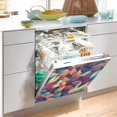 thumbnail image 2 of Yayeee Magnetic Dishwasher Cover for The Front Decoration Home Kitchen Machine Sticker Protector, Blue Vibrant Leaves Pattern, 2 of 6