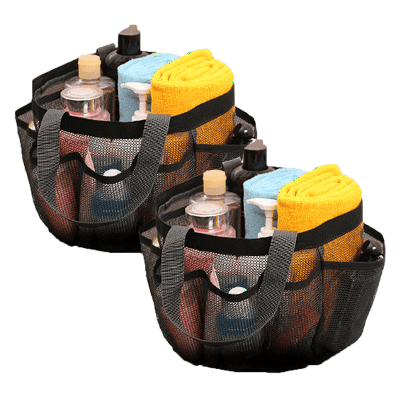 Aplter 2Pcs Mesh Shower Caddy Portable Shower Tote Bag Bathroom Organizer for College Dorm