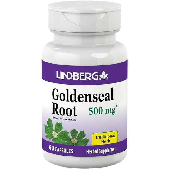 Goldenseal Root Capsules 500mg | 60 Count Supplement for Men and Women | by Lindberg