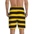 thumbnail image 3 of Naloa Bee Stripe Men's Short Pajama Pants, Lounge Comfort Shorts with Elasticized Waistband and Side Pockets - Large, 3 of 9