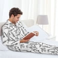 thumbnail image 6 of Salouo Lavender Flowers Print Button-Front Long Sleeve Pajama Set for Men, Soft 2Pjs Men's Long Sleeve Sleepwear-Large, 6 of 7