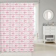 thumbnail image 2 of Manfei Cartoon Shark Shower Curtain 72Wx78L, Stripe Silhouette Bath Curtain, White Pink, 2 of 5
