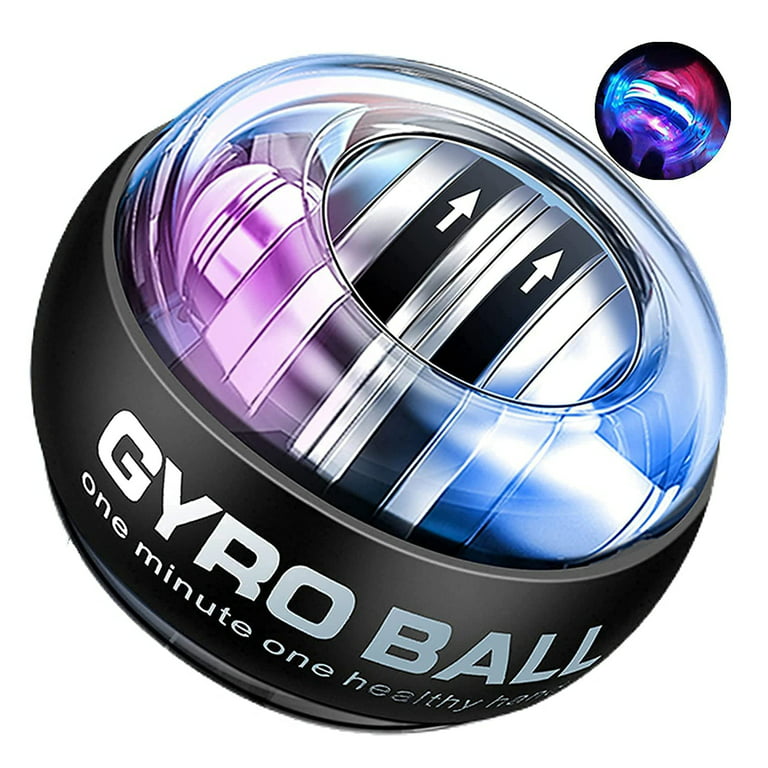 ACELETE Auto-Start 2.0 Power Ball Wrist Trainer Gyro Ball Forearm Exerciser  Wrist Strengthener Gyroscope Spinner with LED Lights Transparent