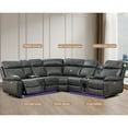thumbnail image 2 of Hybition Power Reclining Sofa, Grey Faux Leather, L-Shaped with LED Lights, Bluetooth Speakers, Cup Holders, USB Outlets, Storage, 2 of 8
