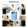 thumbnail image 6 of Waterproof Collapsible Laundry Hamper, Blue Paisley Pattern Aluminum Handle Laundry Bag Storage Basket, 50L, 6 of 6