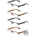 thumbnail image 2 of 4 Packs Semi Half Frame Reading Glasses for Men Stylish Semi Rimless Reading Glasses Mens 1.25, 2 of 2