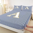 thumbnail image 4 of Erosebridal Kids Cartoon Monogrammed A Full Size Sheets, Navy Stripes Ombre Bed Sheets, 4-Piece, 4 of 5