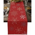 thumbnail image 5 of Winter Christmas Gold Snowflakes Table Runner 13x60in Non-Slip Cotton Linen Table Runners, Red Dresser Scarves TableRunner for Dinner Kitchen Dining Wedding Party, 5 of 9