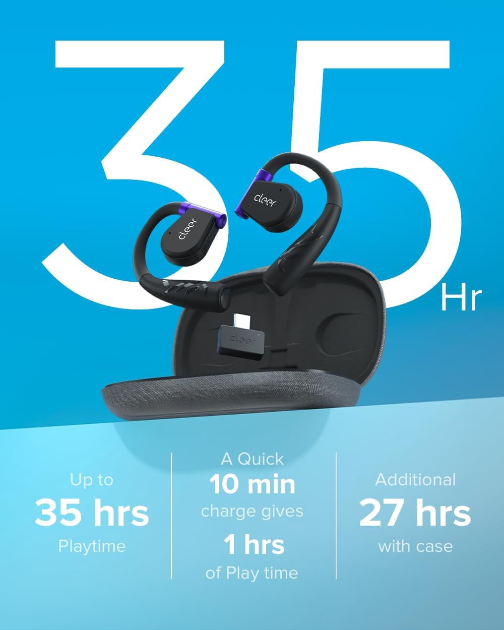 Cleer ARC II Gaming Earbuds - True Wireless Open Ear Headphones, Ultra-Low Latency, Snapdragon Sound, Bluetooth 5.3, USB-C Dongle, 35Hr Battery, Compatible to PS4, PS5, PC, Switch,White