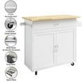 thumbnail image 4 of Lavish Home  Kitchen Island with Spice Rack and Storage Cabinet – Rolling Cart with Drawers (White), 4 of 5