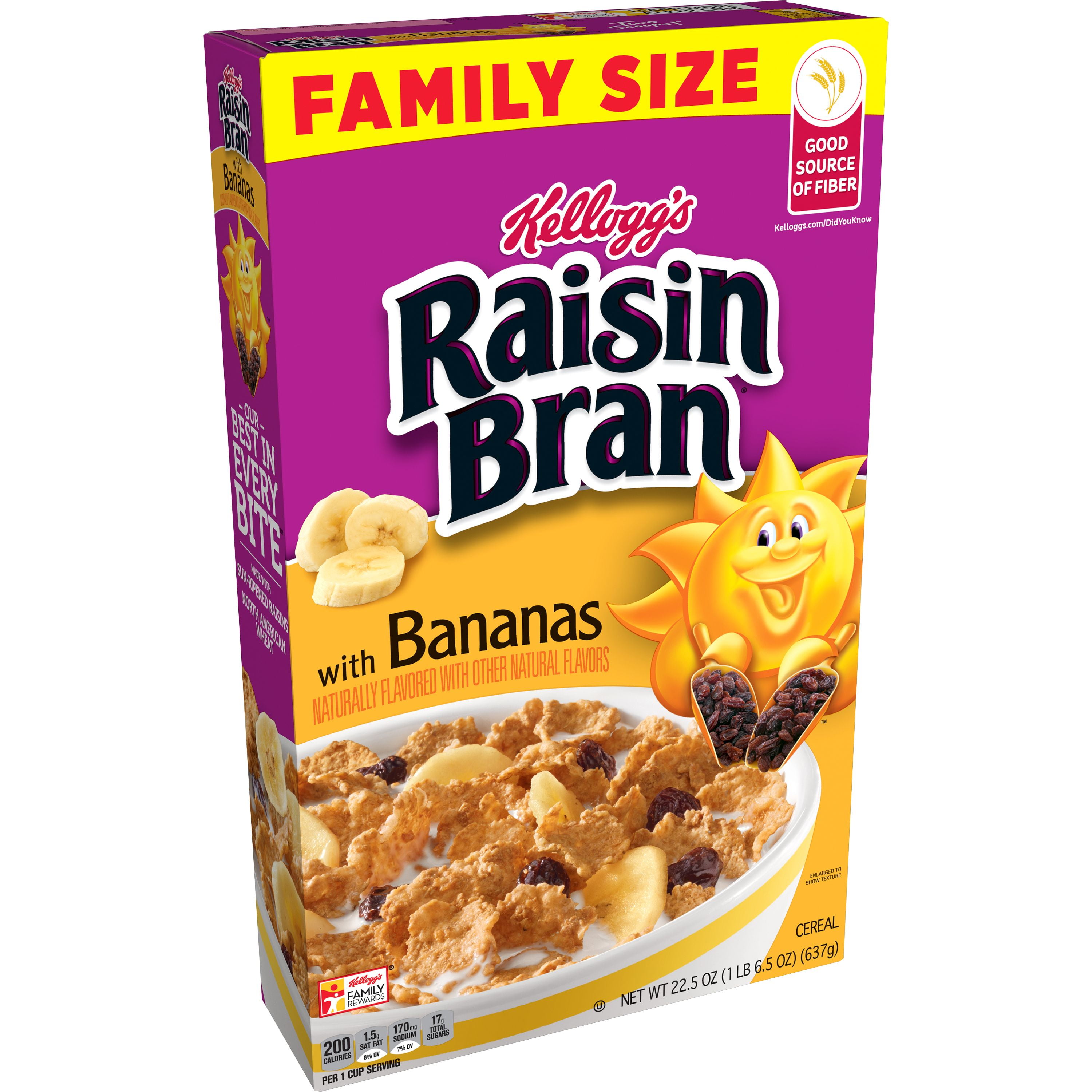 Kellogg's Raisin Bran Breakfast Cereal, Fiber Cereal, Made with Real