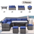 thumbnail image 3 of Sumdeal 7-Piece Outdoor Patio Furniture Set with Dining Table, Chairs and Ottomans,Grey+Blue, 3 of 8